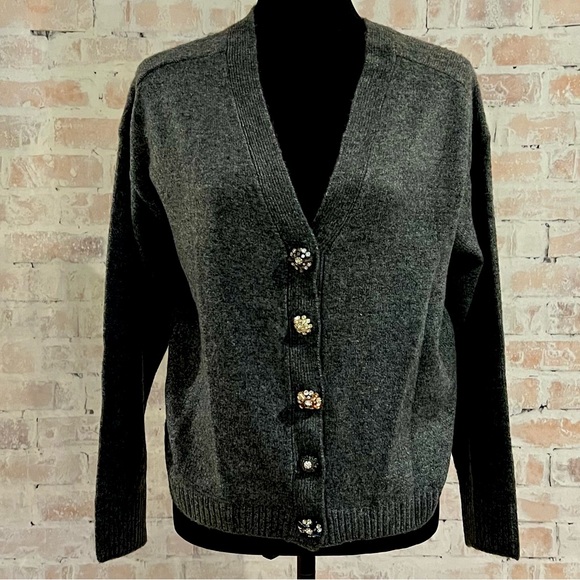 CeCe Dark Gray Cardigan with Decorative Buttons - Picture 1 of 9